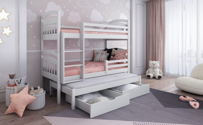 JULIA III Etagenbett Ausziehbett für 3 Kinder mit Schubladen Deine Möbel
