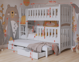 NOAH III Etagenbett Ausziehbett für 3 Kinder mit Schubladen Deine Möbel