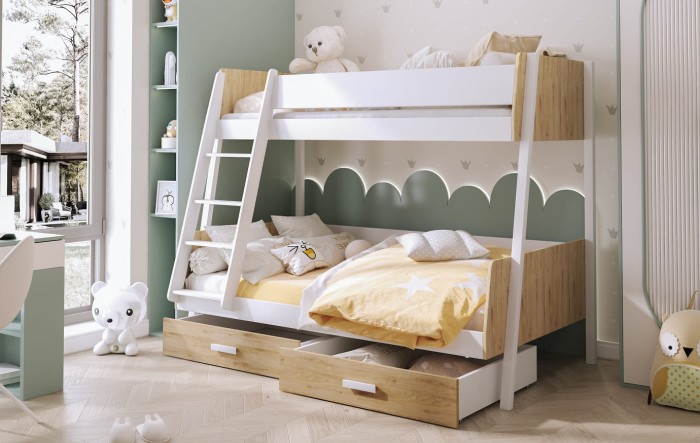 Etagenbett Kinderbett Hochbett für 2 Kinder MATTHIAS Weiss + Eiche Gold.jpg
