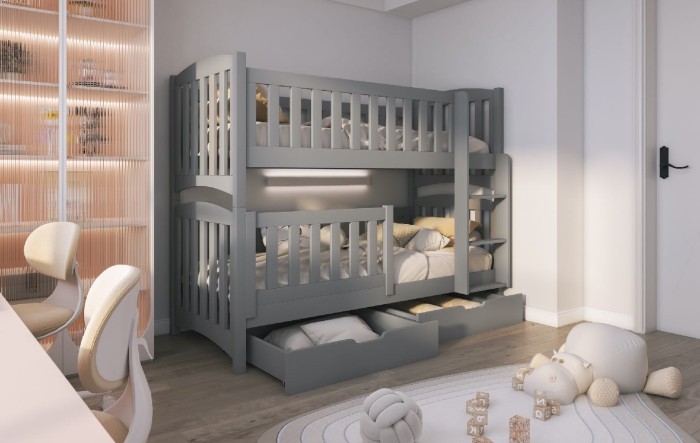 Etagenbett Kinderbett Hochbett für 2 Kinder NOAH II Grau Acryl.jpg