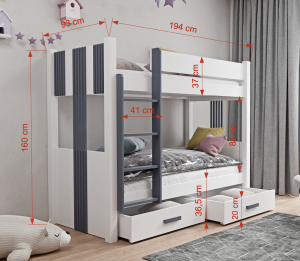 ALEXANDRA II Etagenbett für 2 Kinder mit Schubladen Deine Möbel