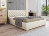 Modernes Polsterbett in Beige mit elegant gestepptem Kopfteil für das Schlafzimmer.