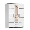 Dreitüriger Kleiderschrank Weiß mit Spiegel & Schubladen - Modernes Design fürs Schlafzimmer.