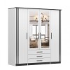 Moderner Kleiderschrank in Weiß mit Spiegeln und Schubladen für das Schlafzimmer.