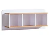 Wandboard mit drei Fächern in Weiß und Eichen-Optik für Wohnzimmer oder Büro.