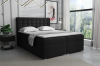 Modernes schwarzes Boxspringbett mit gepolstertem Kopfteil und Glitzersteinen im Schlafzimmer.