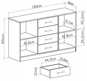 SAM SRK1 Kommode mit Schubladen 140 cm Garderobe Garderobensystem Artisan Deine Möbel