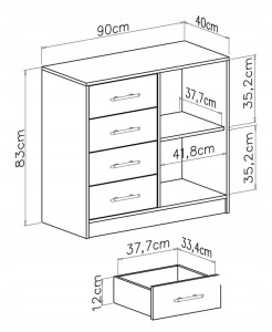 SAM SRK2 Kommode mit Schubladen 90 cm Garderobe Garderobensystem Artisan Deine Möbel