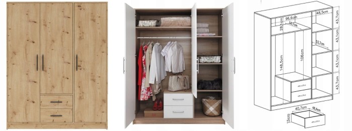 Kleiderschrank 3-türig Garderobe Garderobensystem SAM SR2 Artisan