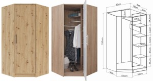 SAM SR4 Kleiderschrank Eckschrank 1-türig Garderobe Garderobensystem Artisan Deine Möbel