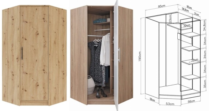 Kleiderschrank Eckschrank 1-türig Garderobe Garderobensystem SAM SR4 Artisan