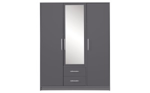 SAM SR2 Kleiderschrank 3-türig Garderobe Garderobensystem mit Spiegel Anthrazit Deine Möbel