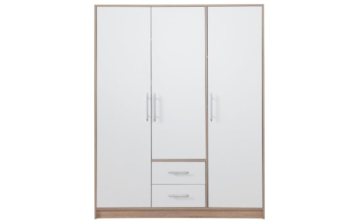 Kleiderschrank 3-türig Garderobe Garderobensystem SAM SR2 Weiß Lux / Eiche Sonoma