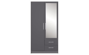 SAM SR3 Kleiderschrank 2-türig Garderobe Garderobensystem mit Spiegel Anthrazit Deine Möbel