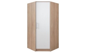 SAM SR4 Kleiderschrank Eckschrank 1-türig Garderobe Garderobensystem Weiß Lux/Eiche Sonoma Deine Möbel