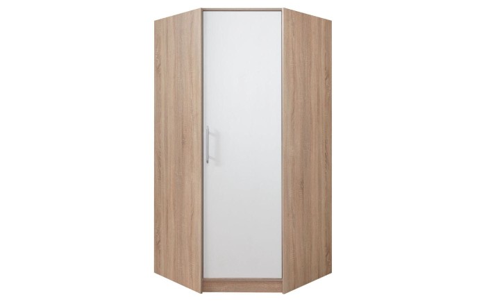 Kleiderschrank Eckschrank 1-türig Garderobe Garderobensystem SAM SR4 Weiß Lux / Eiche Sonoma