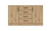 Rustikales Sideboard in Eiche-Nachbildung mit 4 Schubladen und 2 Türen.