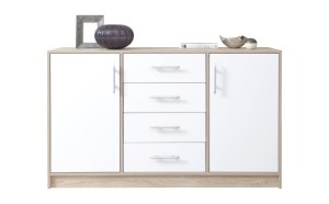 SAM SRK1 Kommode Garderobe Weiß Lux/Eiche Sonoma Deine Möbel