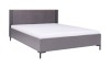 Modernes Polsterbett in Grau mit gepolstertem Kopfteil und minimalistischen Füßen.