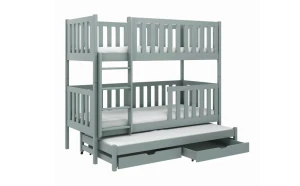 LUKAS 90x200 Ashgrau Etagenbett Ausziehbett für 3 Kinder mit Schubladen Deine Möbel
