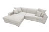 Hellgraues Ecksofa in L-Form mit Kissen, stilvolle Polsterecke für das Zuhause.