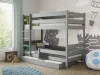 Graues Etagenbett mit Ausziehbett im modern gestalteten Kinderzimmer.