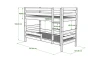 Maßangaben für Etagenbett: 207 cm Länge, 160 cm Höhe und 101 cm Breite im Überblick.