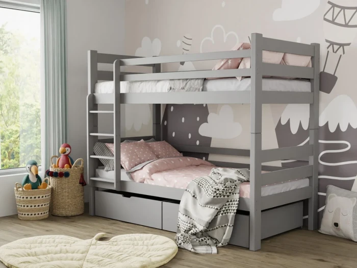 Etagenbett für 2 Kinder PIA 90x200 Aschgrau