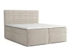 Beiges Boxspringbett mit geripptem Kopfteil in Cord-Optik, freigestellt auf weißem Hintergrund.