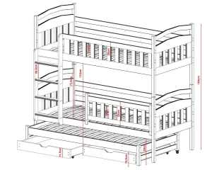 EMILIA 90x200 Weiß Etagenbett Ausziehbett für 3 Kinder mit Schubladen Deine Möbel