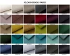 Übersicht der verfügbaren Velour-Bezugsstoffe Kronos und Paros in verschiedenen Farben.