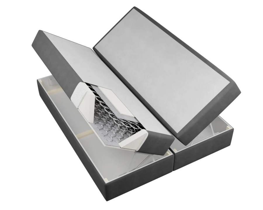 Querschnitt Boxspringbett mit Bonell-Federkern und integriertem Bettkasten.