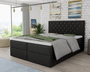 Boxspringbett Polsterbett Komplettbett BEATE mit Strasssteinen, inkl. Matratzen und Topper