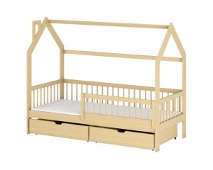 OLGA Kinderbett Hausbett für 1 Kind Weiß Aschgrau Graphit Kiefer