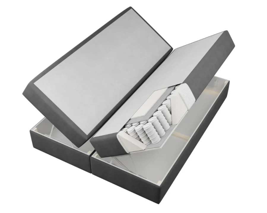 Detailansicht Boxspringbett mit Taschenfederkern und integriertem Bettkasten für viel Stauraum.