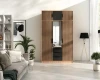 Kompletter Kleiderschrank mit Aufsatz im modernen Lamellen-Look für Schlafzimmer oder Flur.