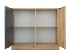 Offenes Sideboard in heller Holzoptik mit zwei Türen und praktischen Einlegeböden.