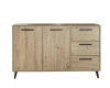 Sideboard in Eichen-Optik mit 3 Schubladen und schwarzen Griffen