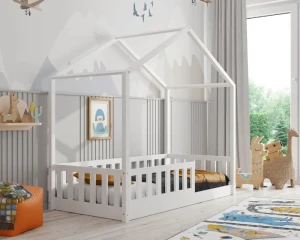 SKY 80x180 Weiß Bodenbett Hausbett Einzelbett Deine Möbel