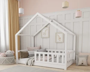 SKY 80x180 Weiß Bodenbett Hausbett Einzelbett Deine Möbel