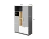 Großer Kleiderschrank mit Regalfächern und genauen Abmessungen für das Jugendzimmer.