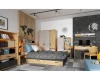 Komplettes Jugendzimmer-Set mit Funktionsbett, Schreibtisch und Kleiderschrank in Eiche-Anthrazit.