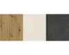 Materialproben in Eiche-Optik, Weiß und Anthrazit für moderne Möbelserien.