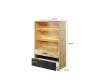 Modernes Standregal Eiche mit LED und Schubladen, Maße 90x138x42 cm
