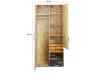 Offener Kleiderschrank mit Einlegeböden, Kleiderstange und Maßen 195x90 cm.