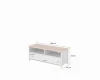 Abmessungen des weißen Kinder-TV-Boards mit rosa Details: 120x46x42 cm.