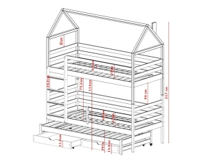 DORIS Etagenbett Hausbett für 3 Kinder mit Schubladen Deine Möbel