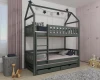 Hausbett Etagenbett in Grau mit Rausfallschutz und praktischem Stauraum für Kinder.