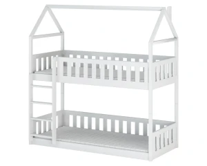 PAULINE 80x160 Weiß Etagenbett Bodenbett Hausbett für 2 Kinder Deine Möbel