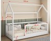 Abmessungen für Hausbett weiß: 186 cm Länge, 150 cm Höhe und 87 cm Breite.